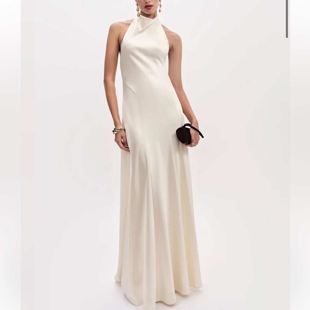Reformation Roy Ivory Halter-Back Maxi Gown - Picture 4 of 9